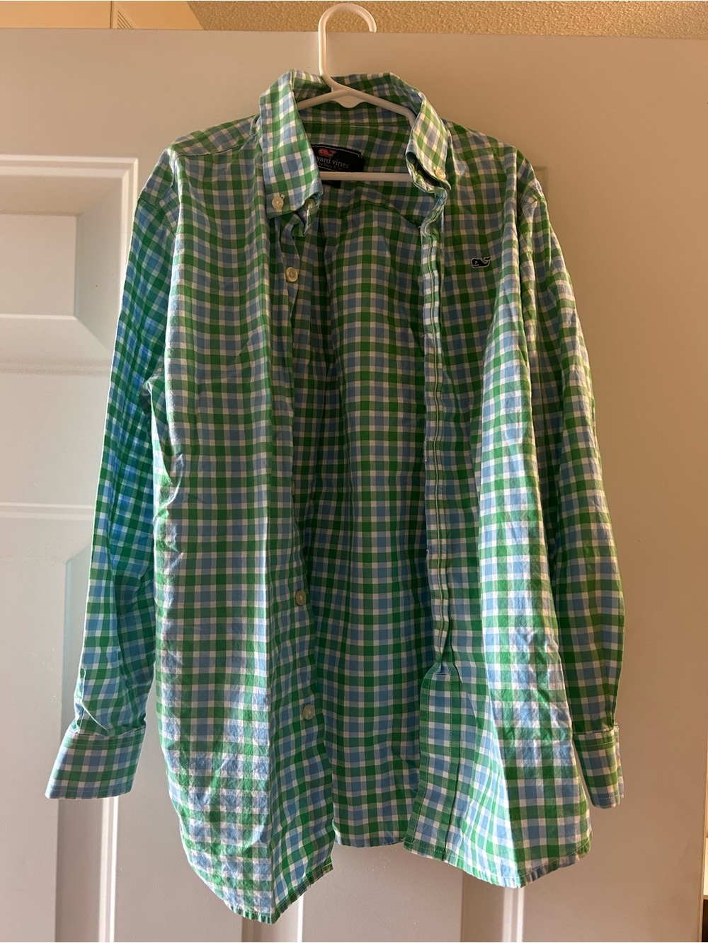 Vineyard Vines Blue and Green Plaid Button-Down Shirt